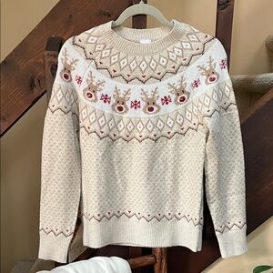 Holiday Time Cream and Red Festive Sweater